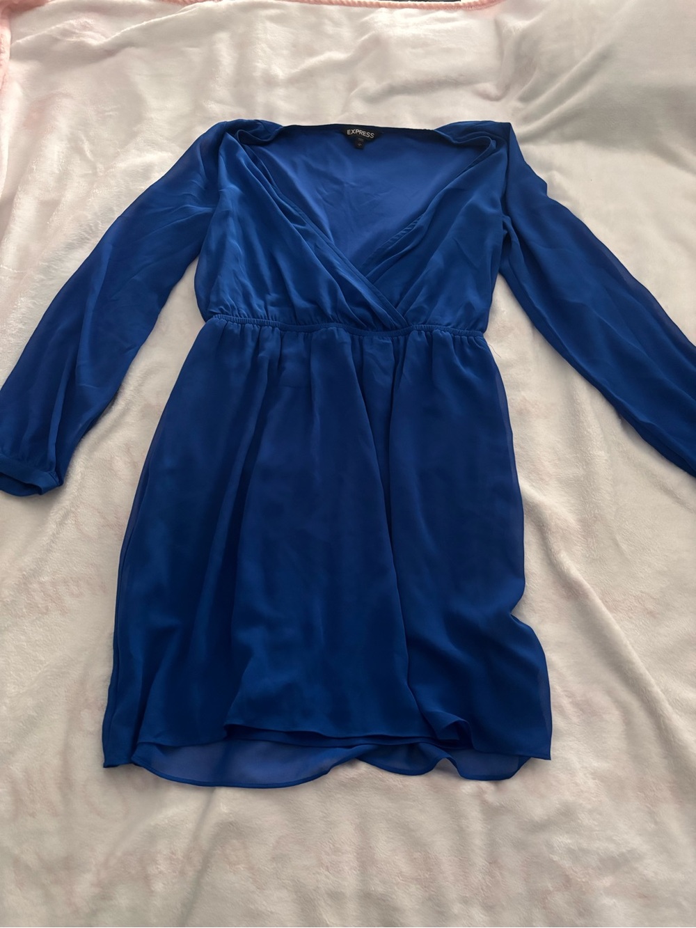 Express Blue Long Sleeve Dress